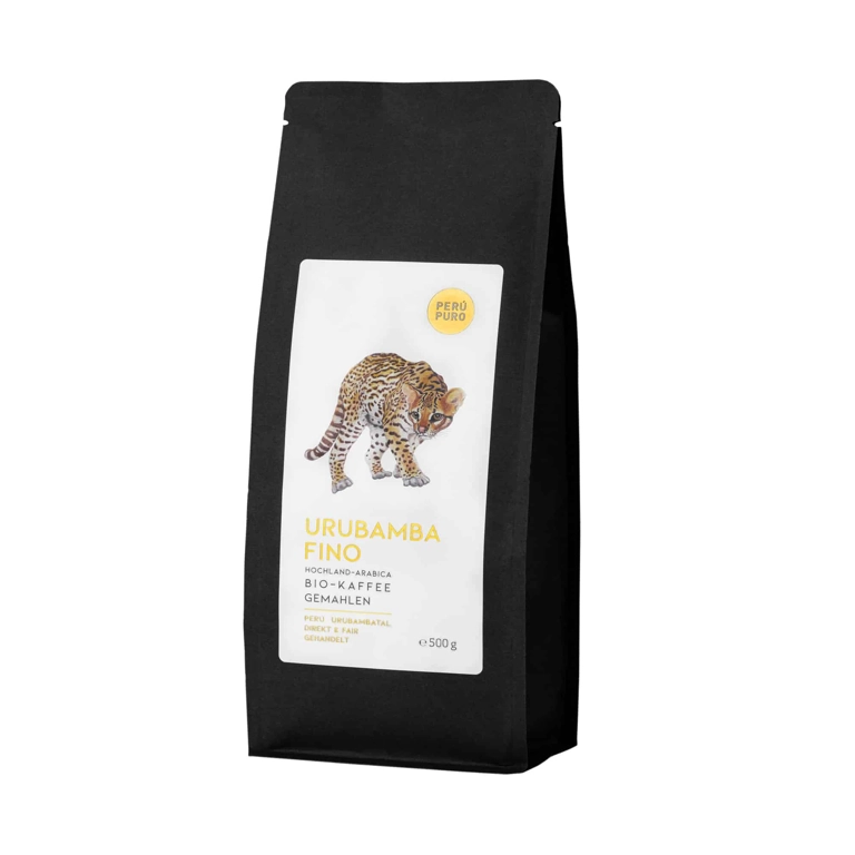 Schwarze Produktverpackung mit Leopardabbildung auf dem Etikett