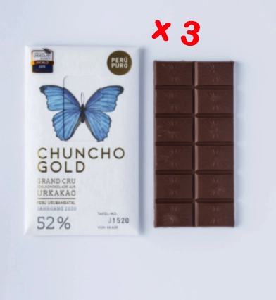 Produktverpackung mit Schmetterlingsgrafik und Schokoladnetafel